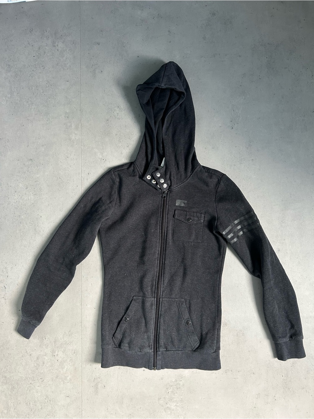 adidas Black Hoodie with Blue Trefoil Logo